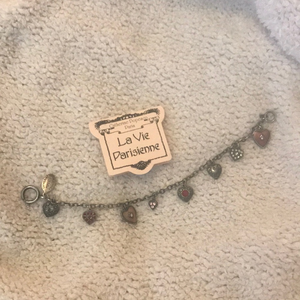 Catherine Popesco Paris La Vie Parisienne Heart Charm Bracelet in Silver 7”
